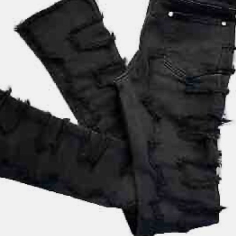GUAPI Sz 28 Black Distressed and Stacked Women’s Skinny Jeans - Picture 11 of 14